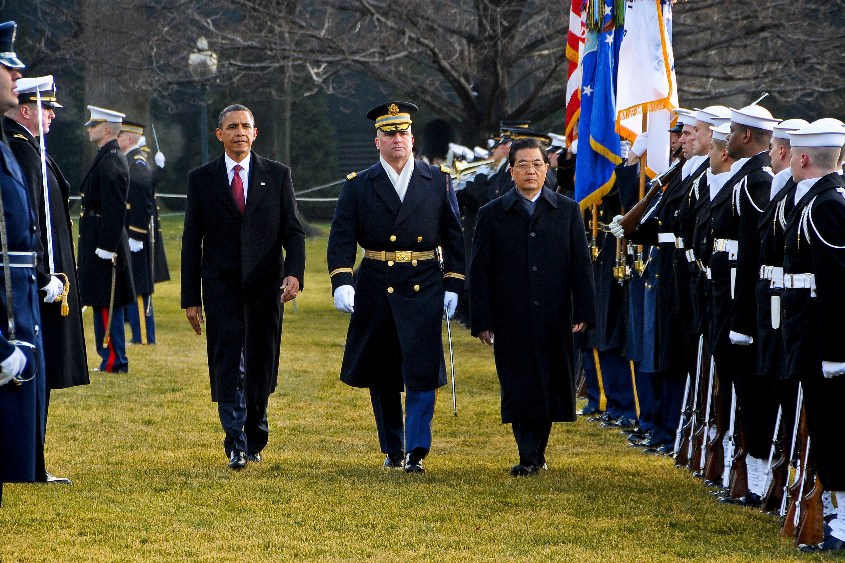 De toenmalige presidenten Barack Obama en Hu Jintao in 2011. © Flickr / The U.S. Army