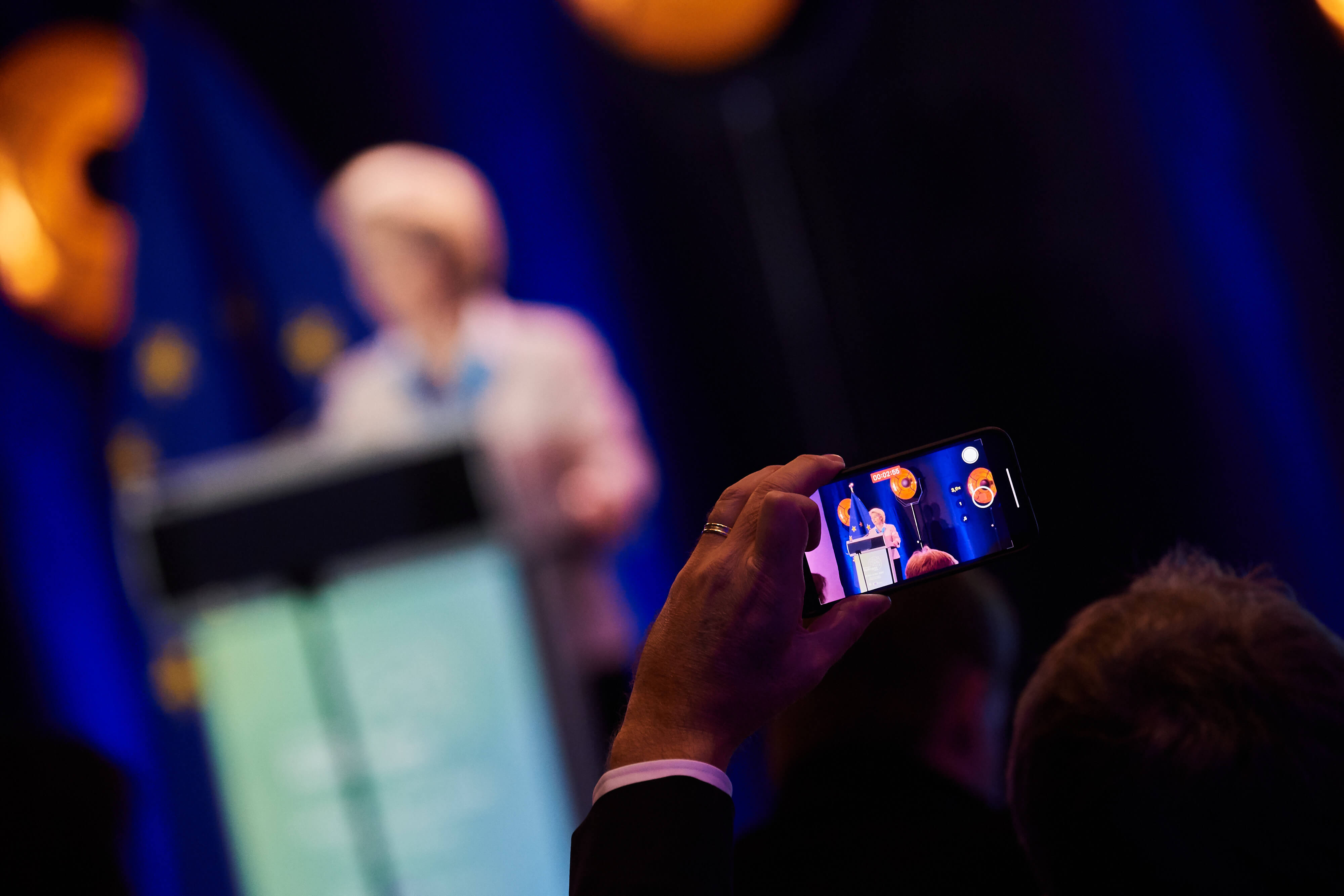 Voorzitter van de Europese Commissie Ursula von der Leyen tijdens een toespraak in 201. Europese Unie