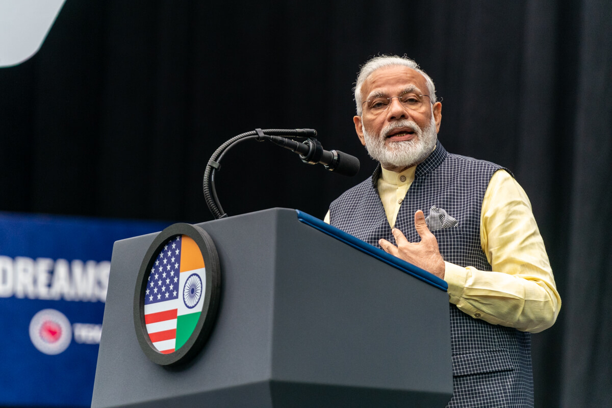 Indian Prime Minister Narendra Modi delivers a speech at a rally in Houston, Texas (US). © The White House / Flickr