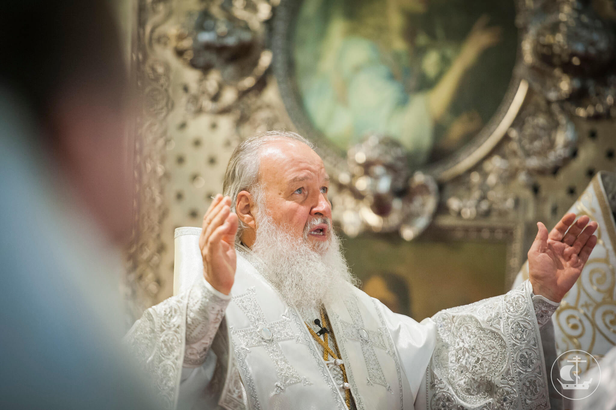 Patriarch Karill in de Kazan kathedraal in 2014. ©Flickr/Saint Petersburg Theological Academy