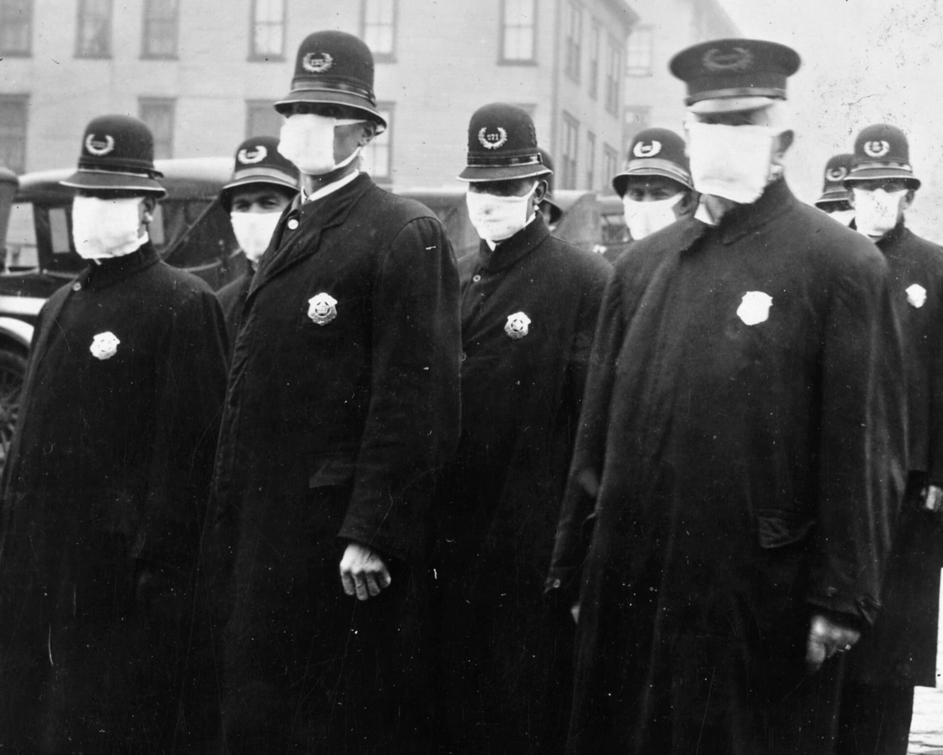 Politieagenten in de Amerikaanse stad Seattle in 1918. © Wikicommons