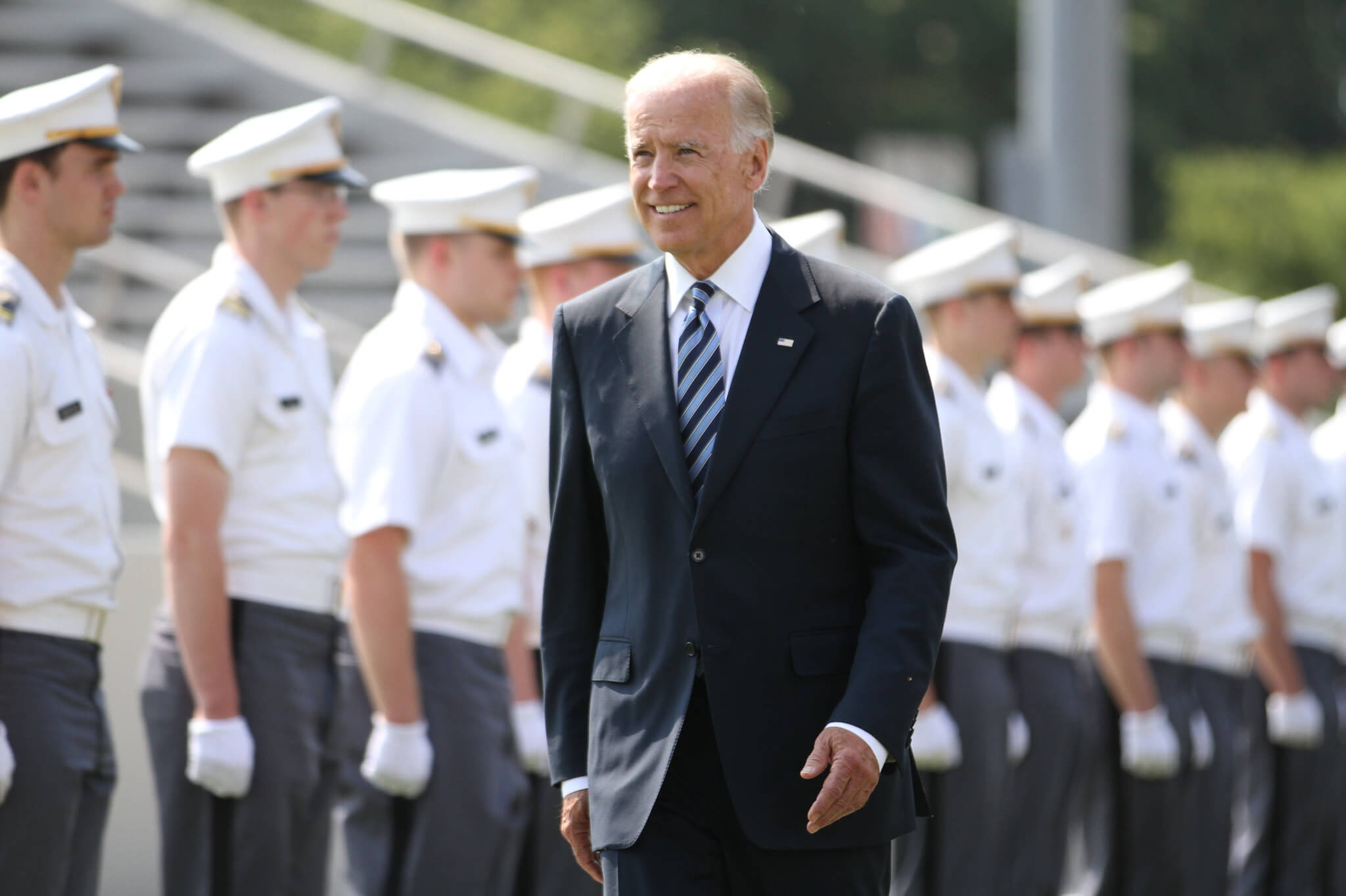 Toenmalig vicepresident van de VS Joe Biden tijdens een militaire afstudeerceremonie in 2012. © West Point / The U.S. Military Academy