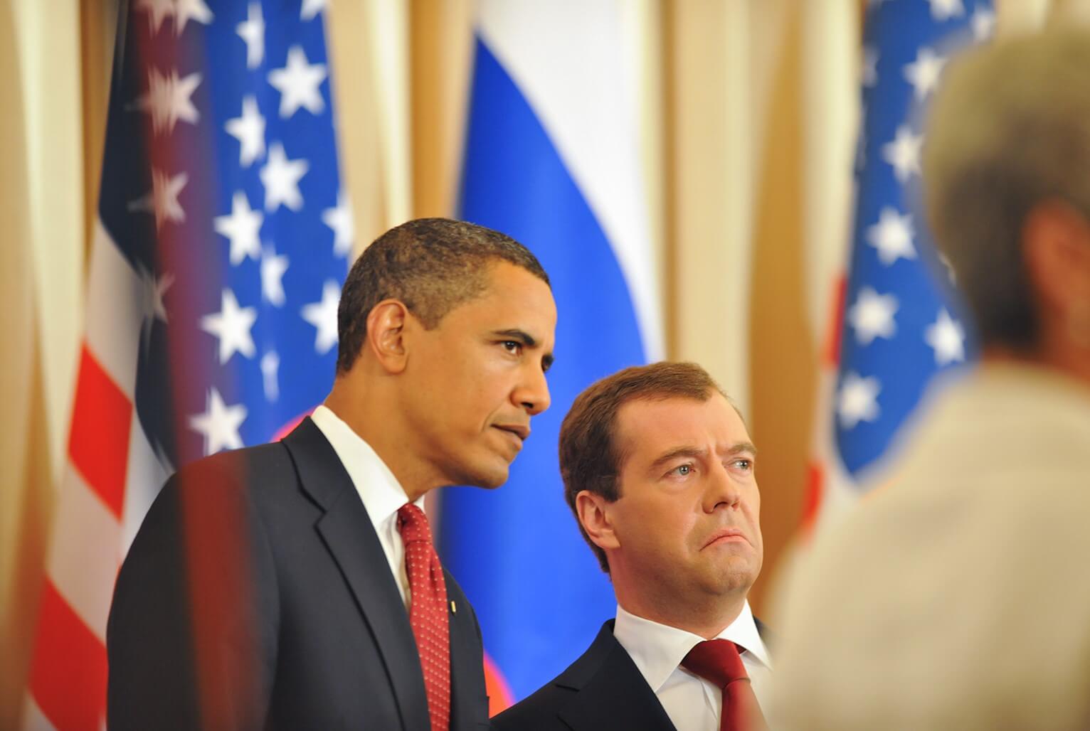 President Barack Obama and President Dmitri Medvedev in Moscow, 2009. © Mika Stetsovski / Flickr