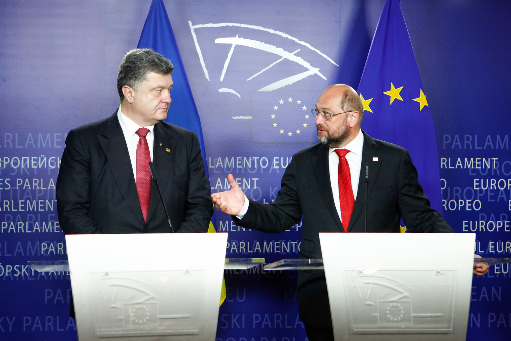 Schulz en Poroshenko