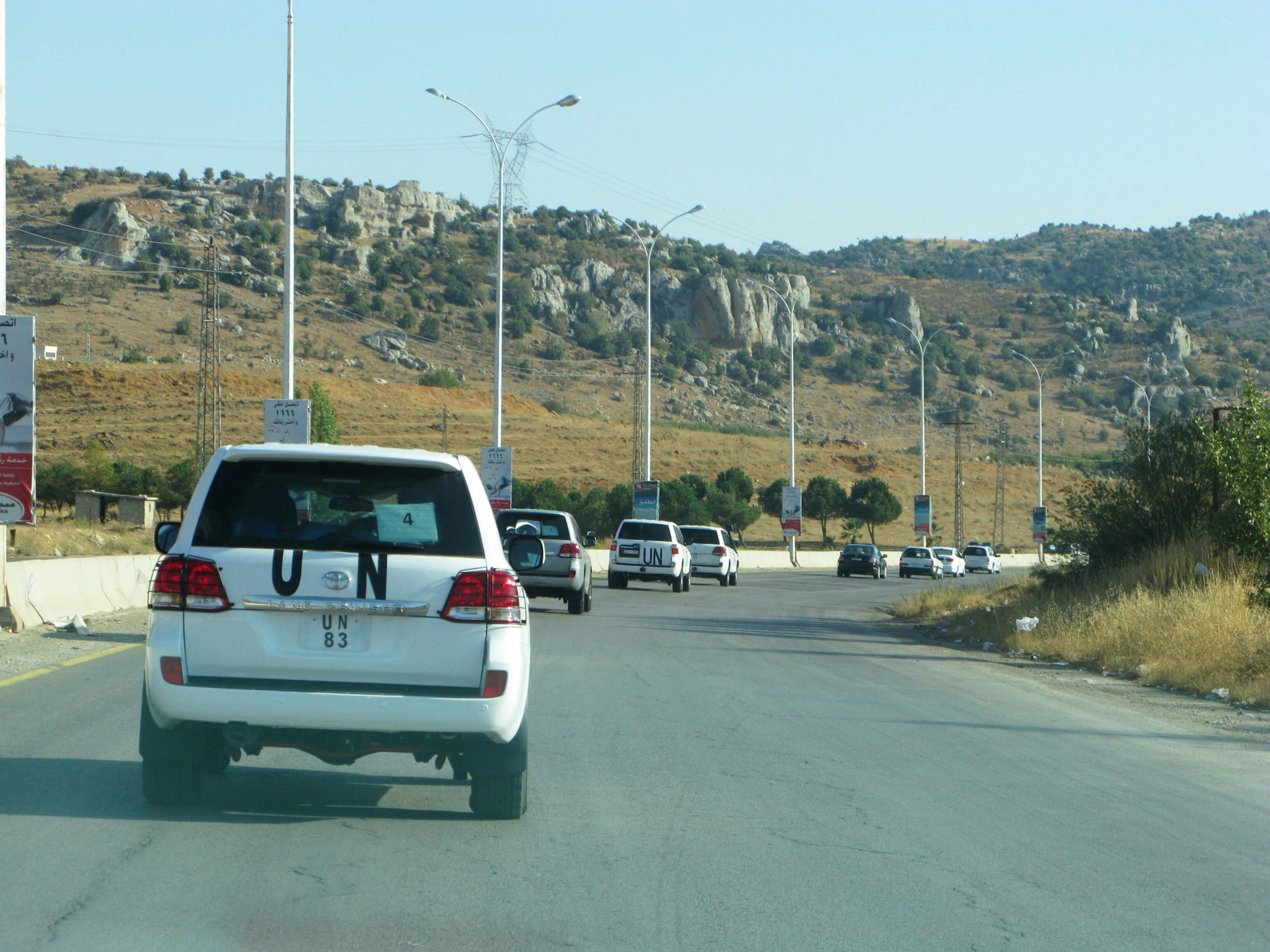 Wapeninspecteurs arriveren in Syrië in 2013. Bron: VN.